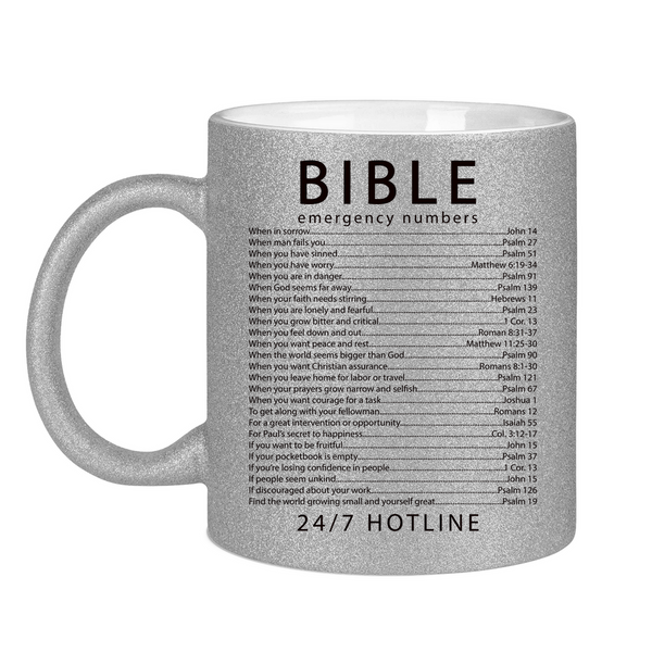 Glitzertasse bible emegrency numbers