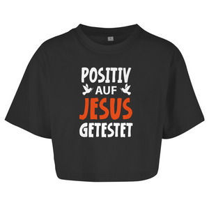 Damen Oversize Crop Top positiv auf jesus getestet