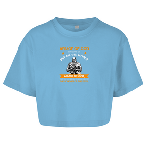 Damen Oversize Crop Top armor of god ephesians 6:11