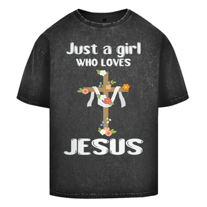 Oversize Washed T-Shirt just a girl who loves jesus