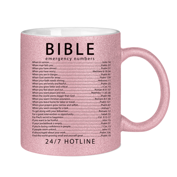 Glitzertasse bible emegrency numbers