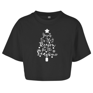 Damen Oversize Crop Top jesus is the reason for the season