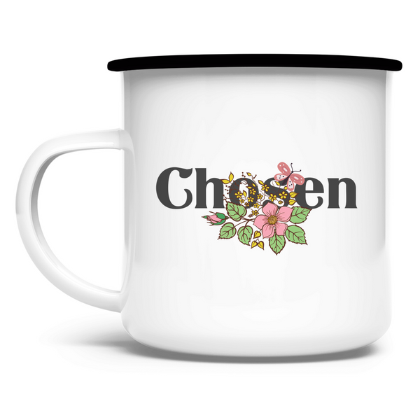 Emaille Tasse chosen blumen