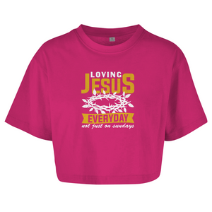 Damen Oversize Crop Top loving jesus everyday