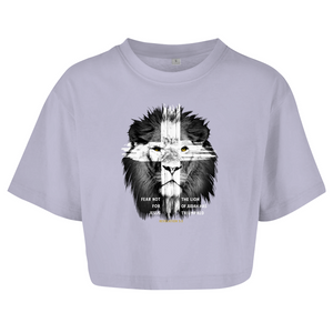 Damen Oversize Crop Top fear not for jesus revelation 5:5