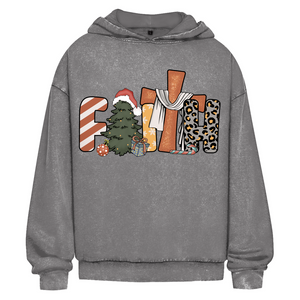 Oversize Washed Hoodie faith weihnachtsmotiv