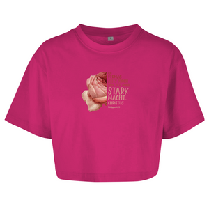 Damen Oversize Crop Top der mich stark macht rose philipper 4:13
