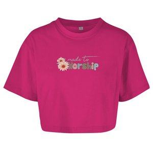 Damen Oversize Crop Top made to worship