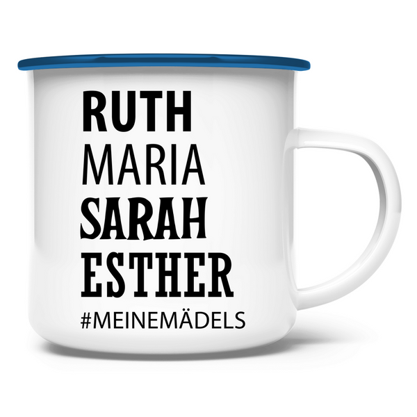 Emaille Tasse ruth maria sarah esther