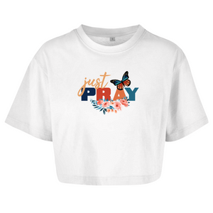 Damen Oversize Crop Top just pray