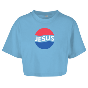 Damen Oversize Crop Top jesus