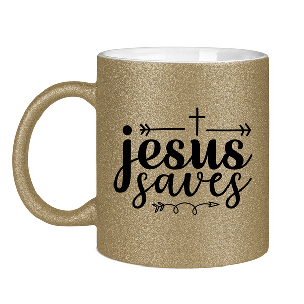 Glitzertasse jesus saves