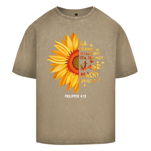 Oversize Washed T-Shirt christus der mich stark macht philipper 4.13