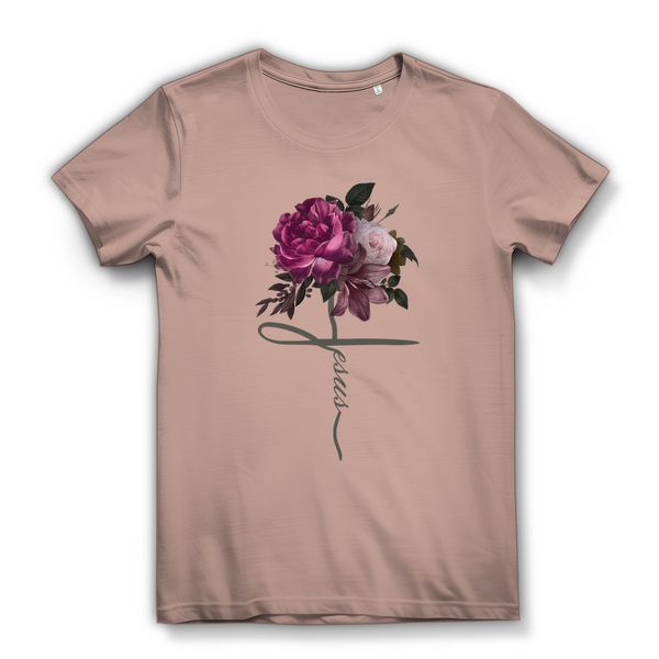 Damen Bio T-Shirt jesus blumen