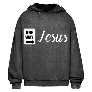 Oversize Washed Hoodie one way jesus
