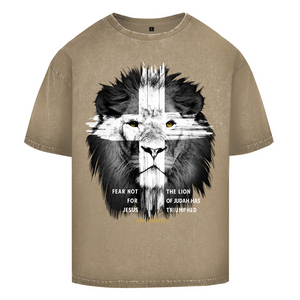 Oversize Washed T-Shirt fear not for jesus revelation 5:5
