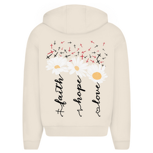 Oversize Zipper Hoodie faith hope love blumen