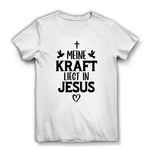 Damen Bio T-Shirt meine kraft liegt in jesus