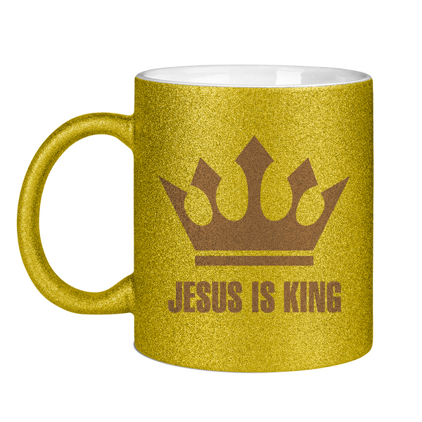 Glitzertasse jesus is king krone