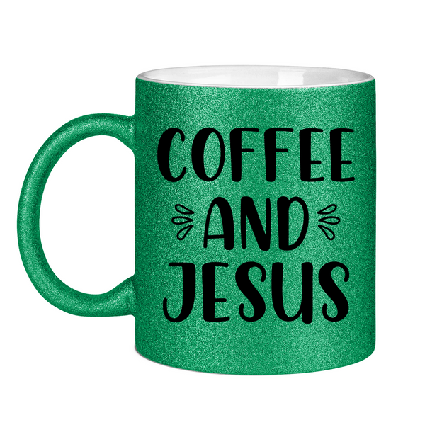 Glitzertasse coffee and jesus