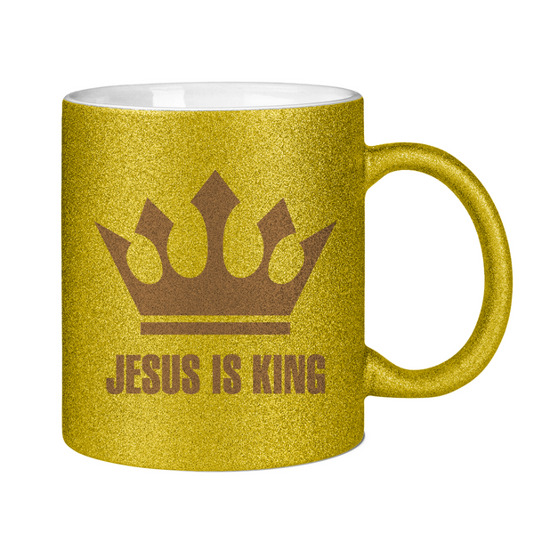 Glitzertasse jesus is king krone