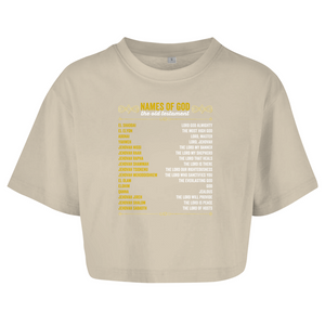 Damen Oversize Crop Top names of god
