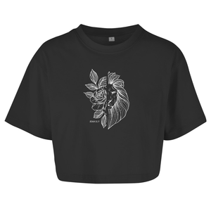 Damen Oversize Crop Top Blume Löwe jesaja 33,17