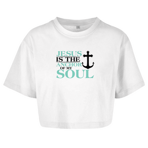 Damen Oversize Crop Top jesus is the anchor of my soul segeln