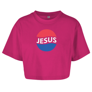 Damen Oversize Crop Top jesus