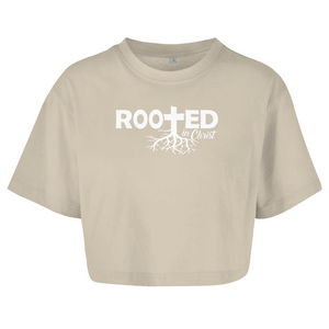 Damen Oversize Crop Top rooted in christ