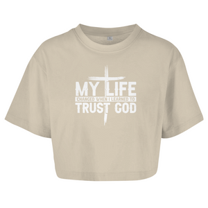 Damen Oversize Crop Top when i learned to trust god