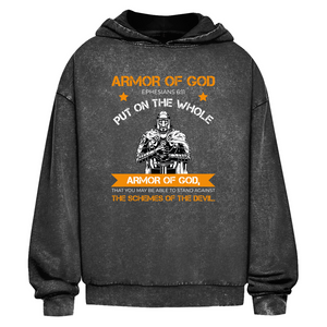 Oversize Washed Hoodie armor of god ephesians 6:11