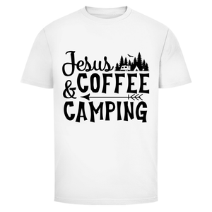 Herren T-Shirt jesus coffee camping