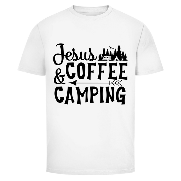 Herren T-Shirt jesus coffee camping