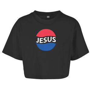 Damen Oversize Crop Top jesus