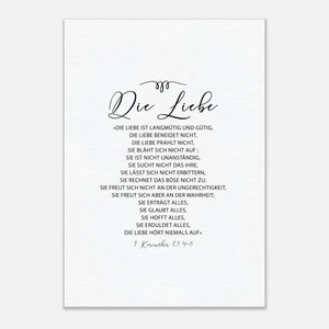 liebe hört niemals auf 1. korinther 13. 4-8 Leinwandbild