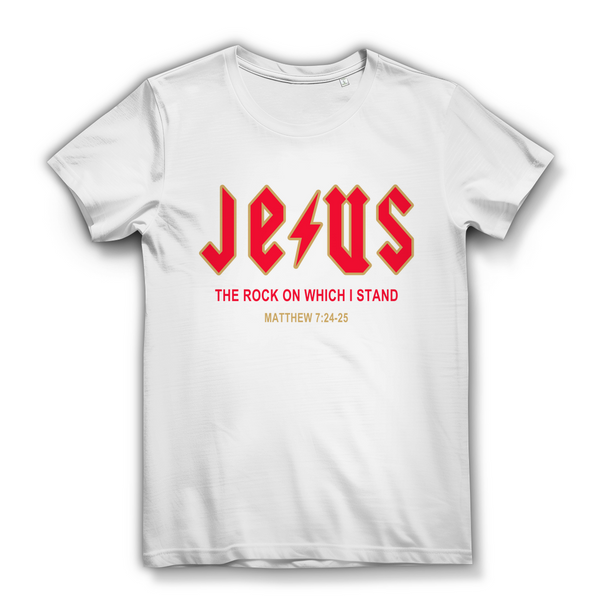 Damen Bio T-Shirt jesus the rock matthew 7:24-25