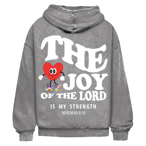 Oversize Washed Hoodie the joy of the lord nehemiah 8:10
