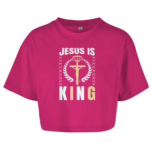 Damen Oversize Crop Top jesus is king