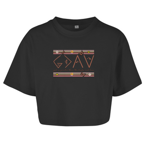 Damen Oversize Crop Top god is greater than the highs and lows