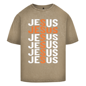 Oversize Washed T-Shirt jesus kreuz