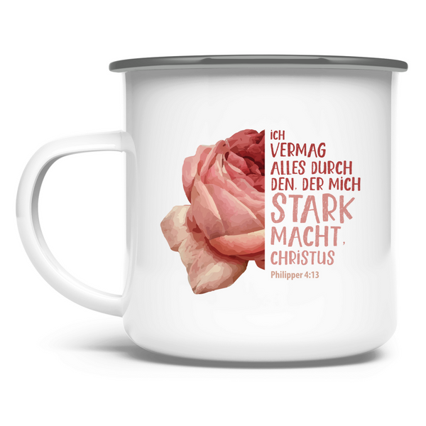 Emaille Tasse der mich stark macht blume