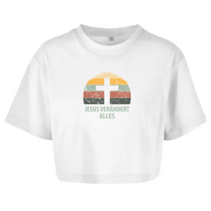 Damen Oversize Crop Top jesus verändert alles