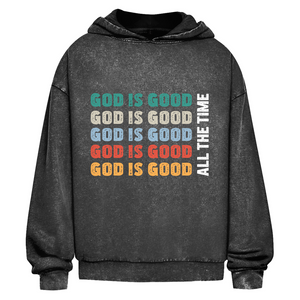 Oversize Washed Hoodie god is good retro
