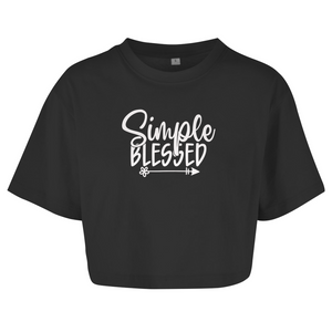 Damen Oversize Crop Top simple blessed
