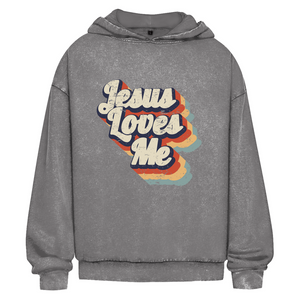 Oversize Washed Hoodie jesus loves me