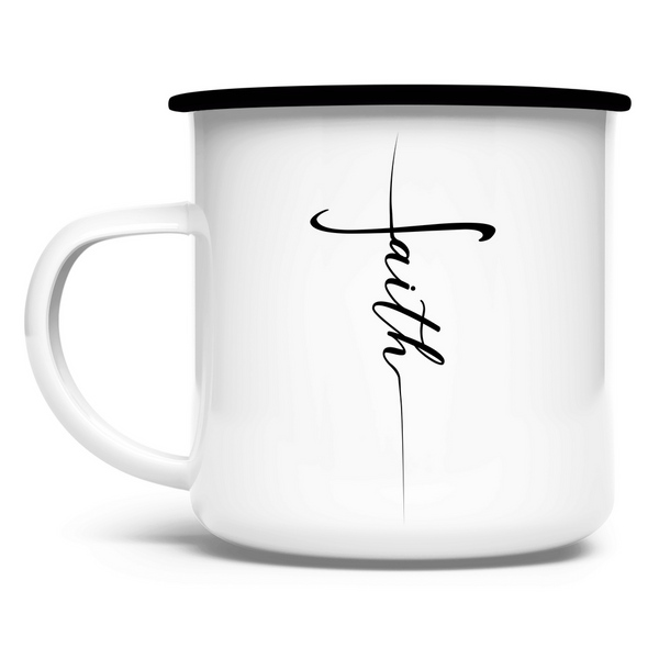 Emaille Tasse faith kreuz