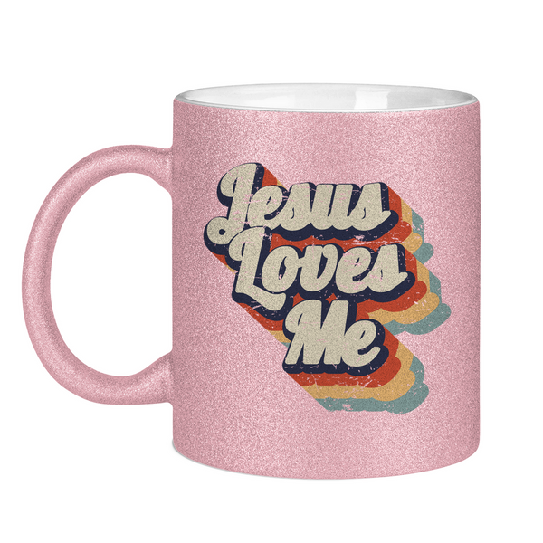 Glitzertasse jesus loves me