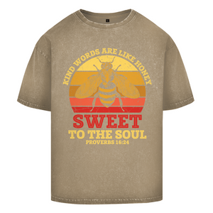 Oversize Washed T-Shirt kind words are like honey proverbs 16:24