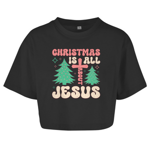 Damen Oversize Crop Top christmas is all about jesus